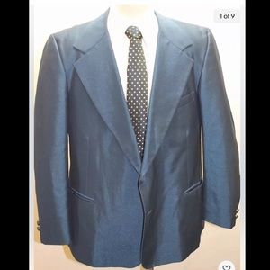 Vintage Creation Original Montreal Shiny Blue Men Blazer 2 Buttons 42R Canada